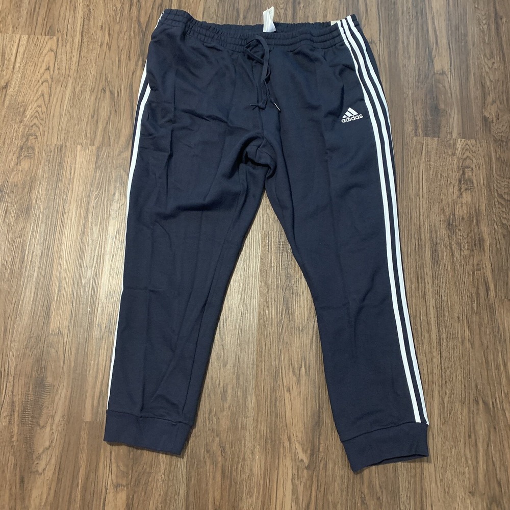 Adidas Navy Essential Fleece Tapered Cuff Sweatpants Joggers Men's 3XL GK8823